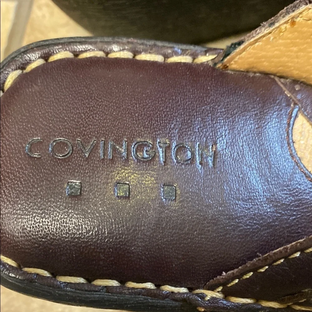 Covington 9M Brown Leather Sandals with Decorative Buckle Luxury Summer Elegant